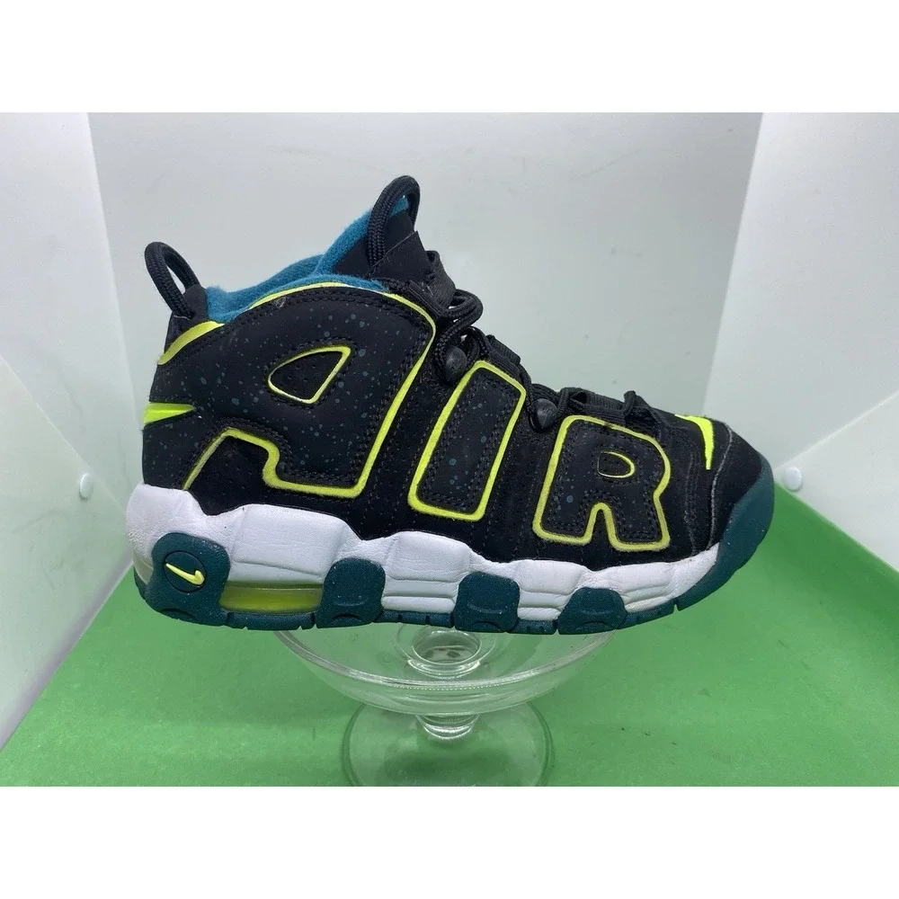 Nike Air More Uptempo Mid Black Geode Teal 2023 Kids Sz 4.5Y DZ2809-001